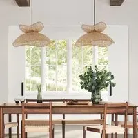 Double-Layer Bamboo Pendant Light - Brown