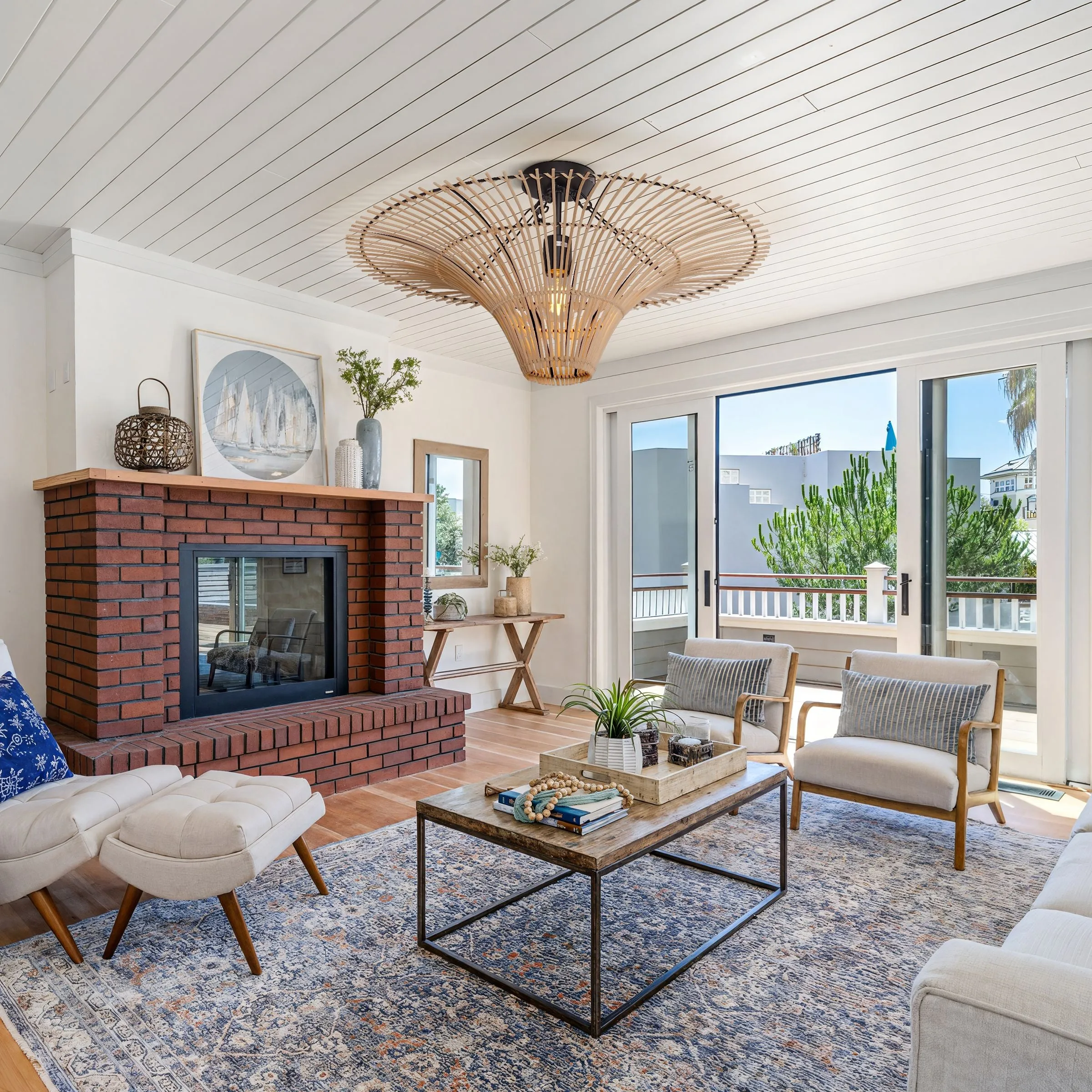 Flying Saucer LED Pendant Light - Rattan