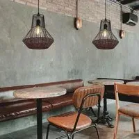 Geometric Pendant Light - Coffee, Rattan