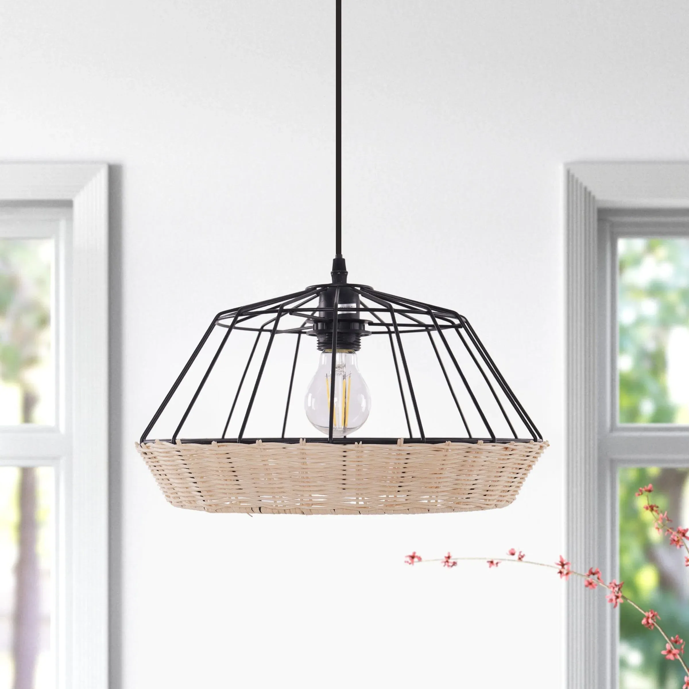 Geometric Pendant Light - Natural, Bamboo