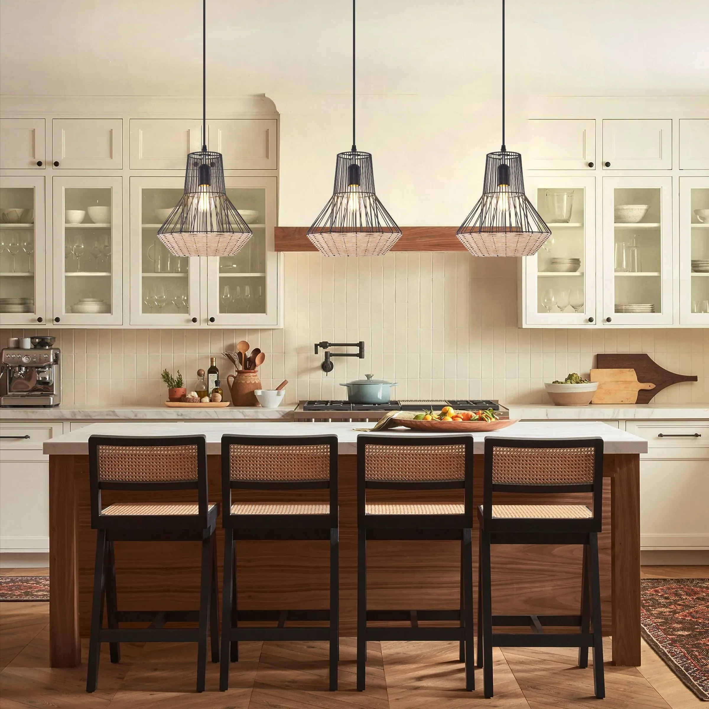 Geometric Pendant Light - Natural, Rattan