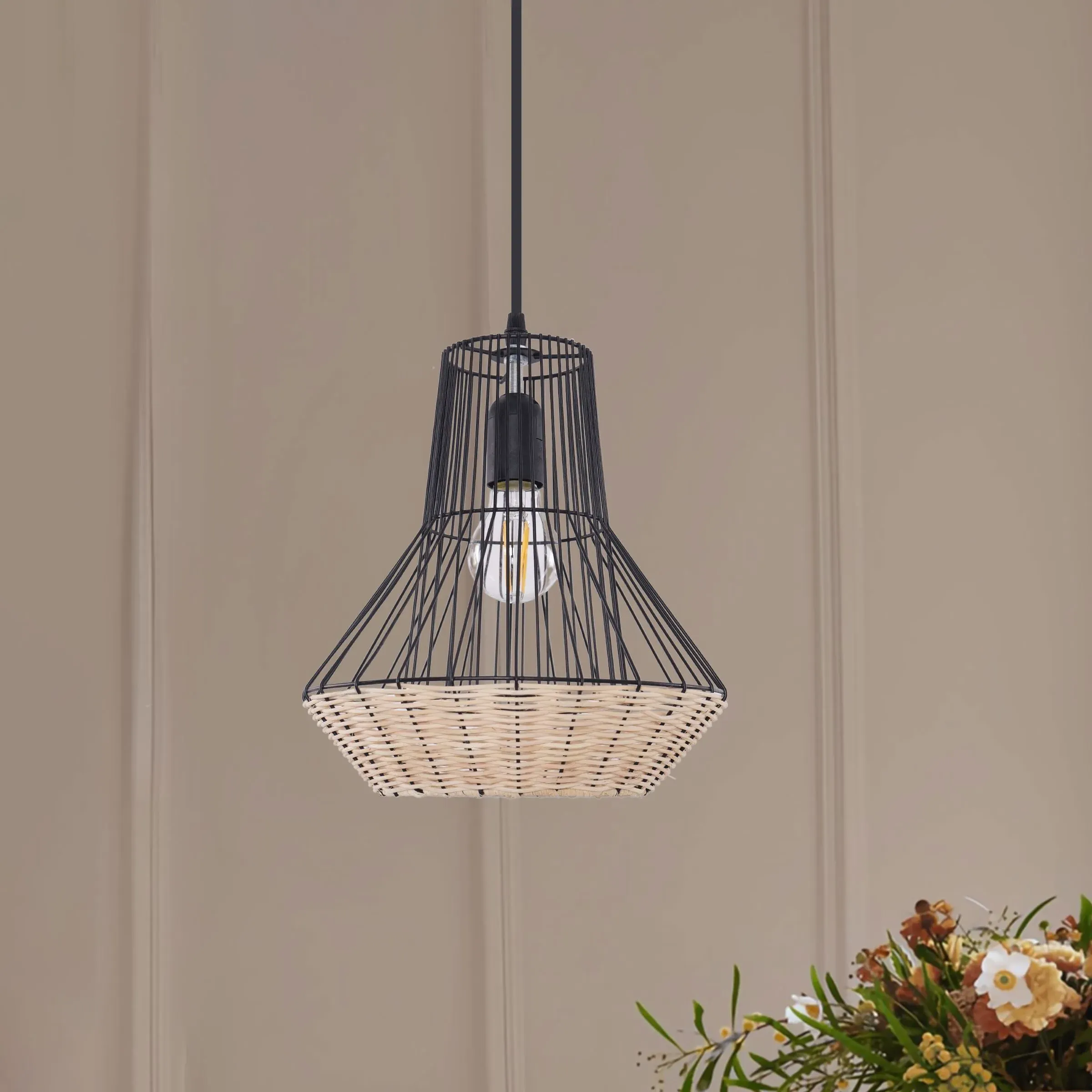 Geometric Pendant Light - Rattan, Iron