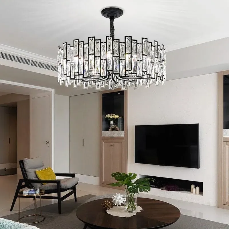 Geometric Pendant Light with Adjustable Chain - Crystal image