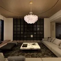 Glass Chandelier with Adjustable Hanging Length - Champagne Gold