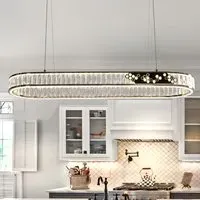 Gold Crystal Ring LED Pendant Light - Gold, Aluminum