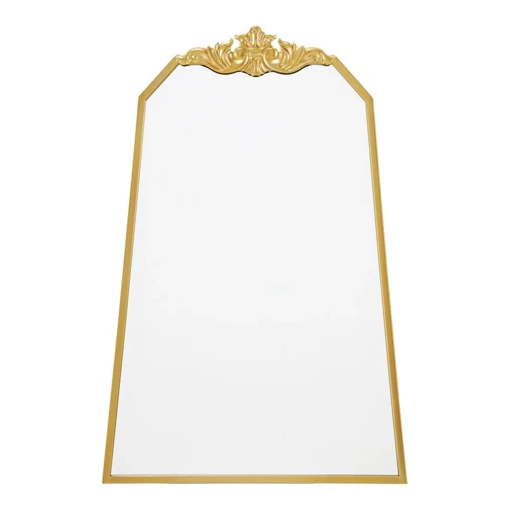 Golden Wave Iron Art Wall Mirror - Gold, Iron product
