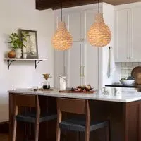 Hand-Woven Pinecone Pendant Light - Bamboo