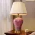 Handcrafted Ceramic Table Lamp with Fabric Shade - Yellow