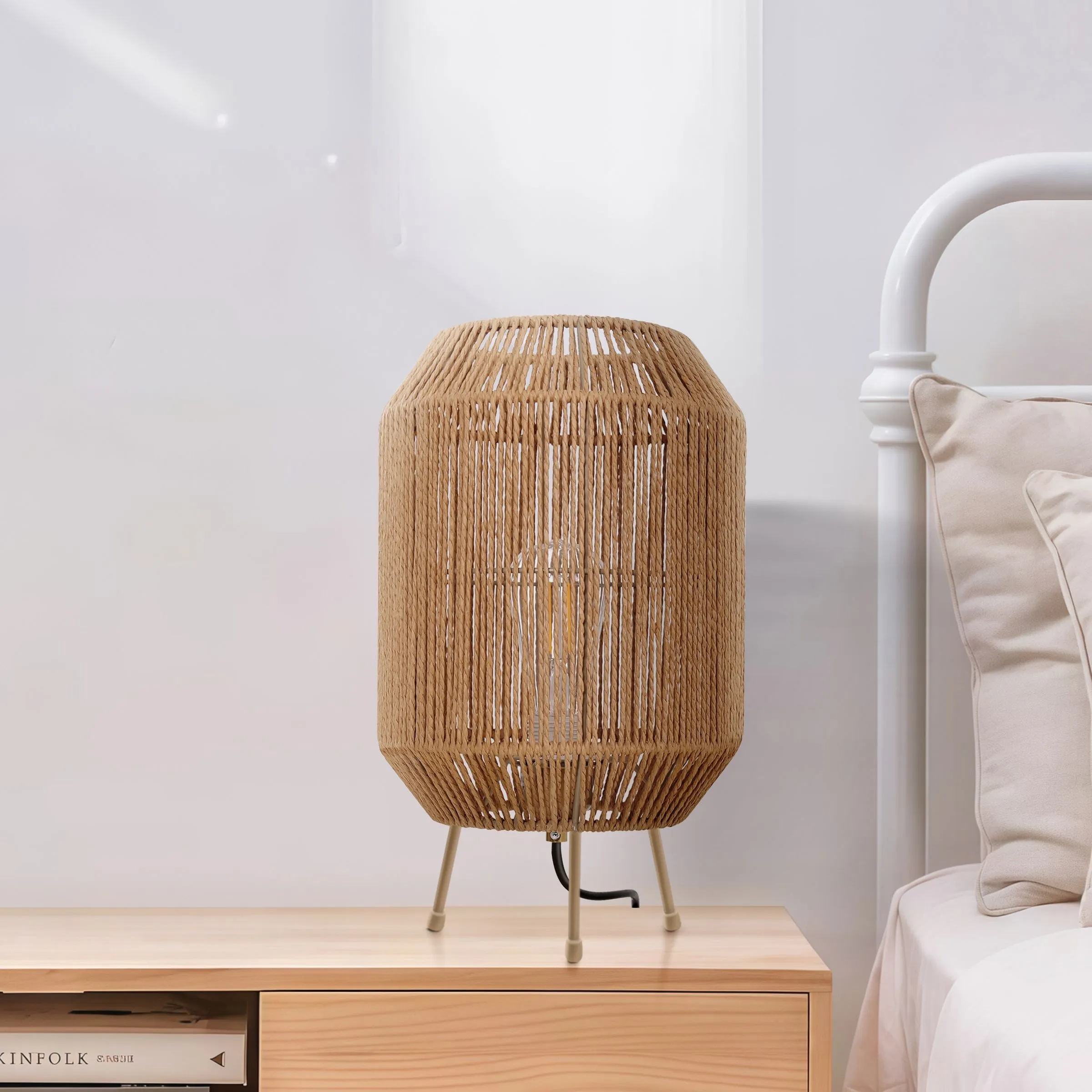 Handcrafted Paper Rope Table Lamp - Brown image