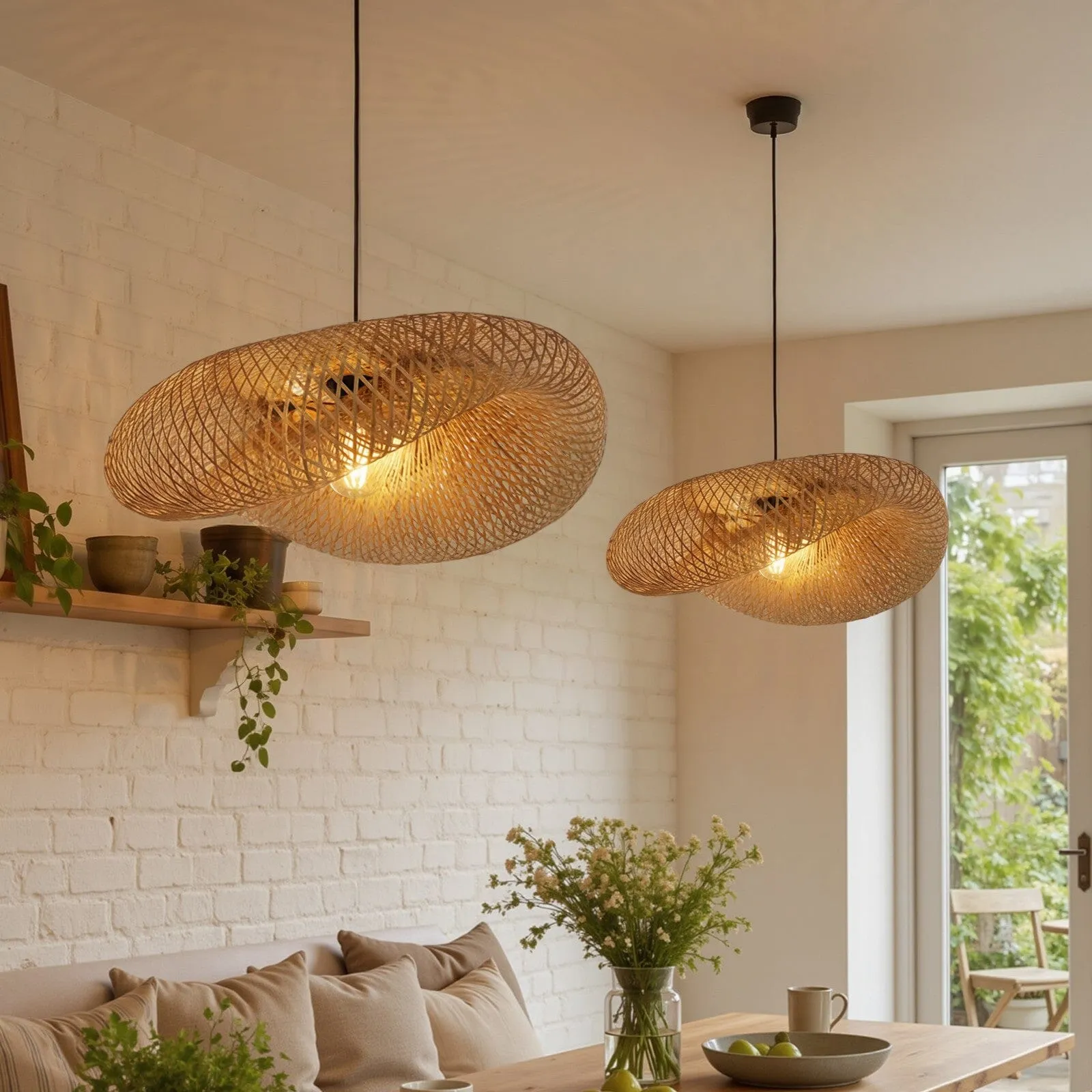Handmade Bamboo Pendant Light 80cm - Brown, Bamboo product