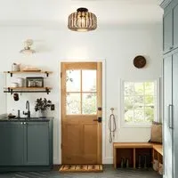 Handwoven Bamboo Pendant Light - Black