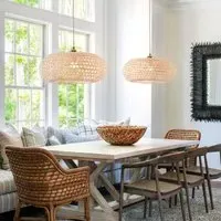 Handwoven Bamboo Pendant Light - Natural