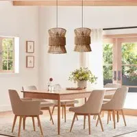 Handwoven Circular Pendant Light - Natural, Paper Rope