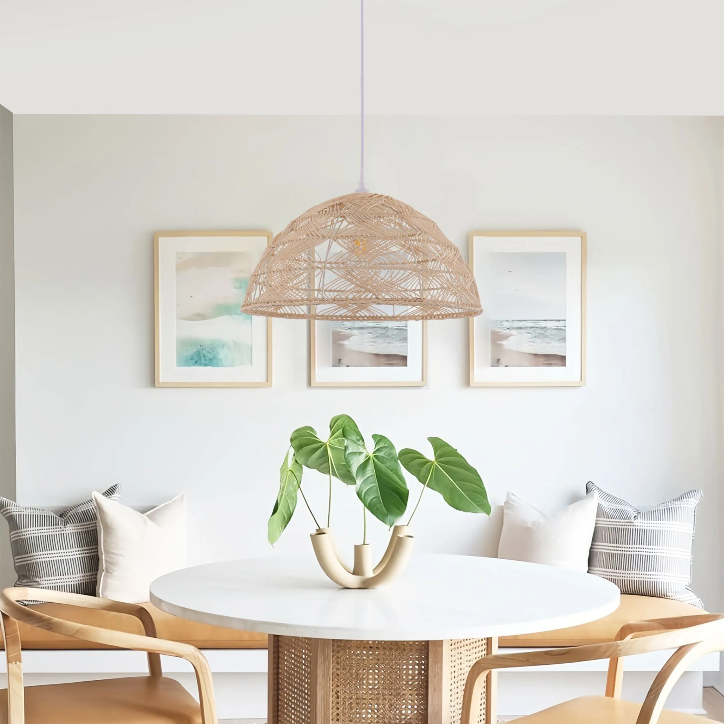 Handwoven Dome Pendant Light - Natural, Rattan