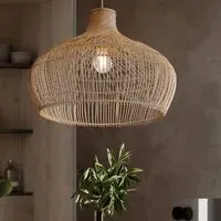 Handwoven Gourd Shaped Rattan Pendant Light - Natural