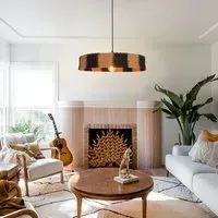 Handwoven Paper Rope Pendant Light - Khaki Black, Rattan