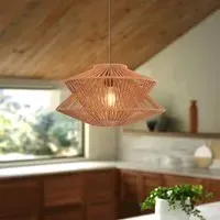 Handwoven Paper Rope Pendant Light - Khaki, Iron