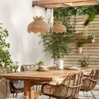 Handwoven Paper Rope Pendant Light - Natural, Rattan