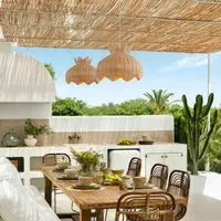 Handwoven Paper Rope Pendant Light - Natural, Rattan