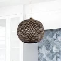 Handwoven Pendant Light - Black, Bamboo