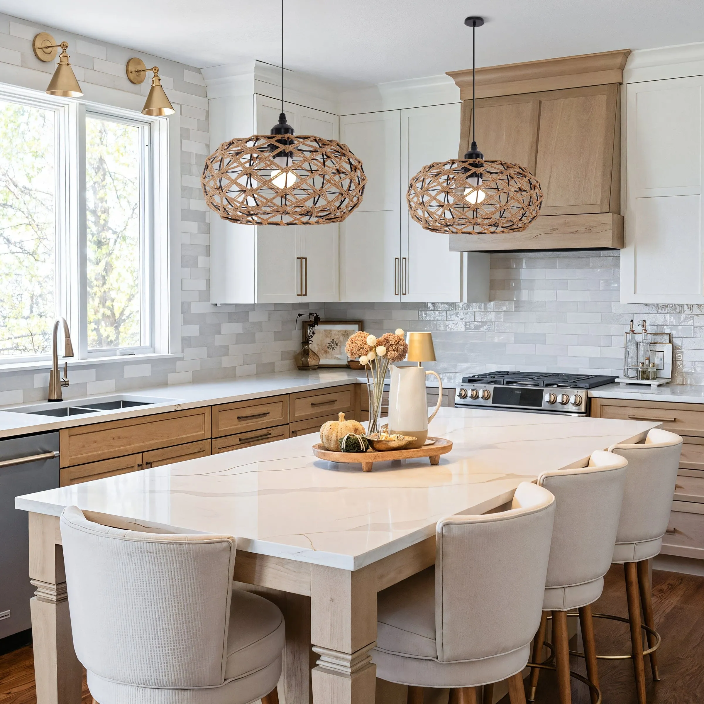 Handwoven Pendant Light - Brown, Paper Rope
