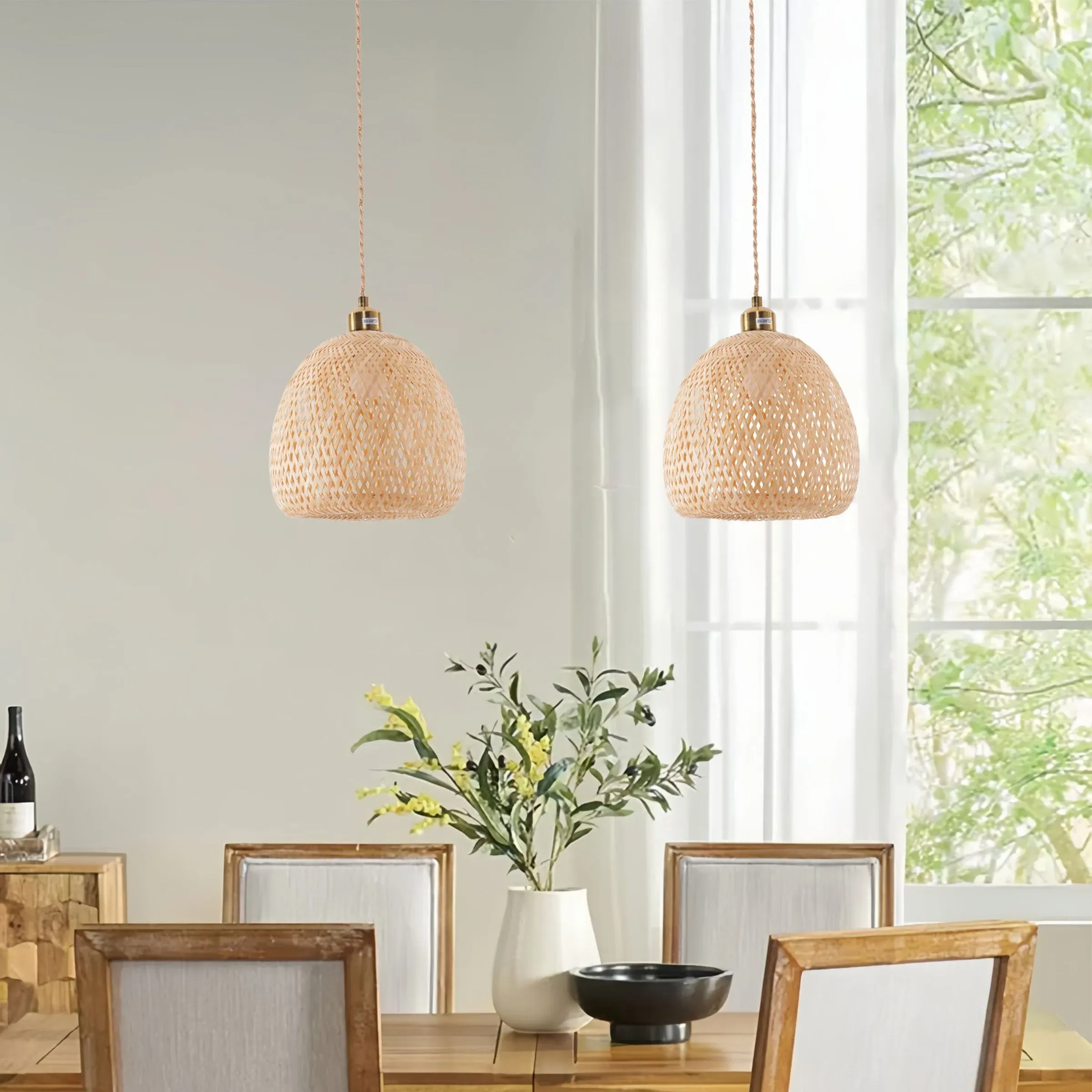Handwoven Pendant Light - Natural, Bamboo