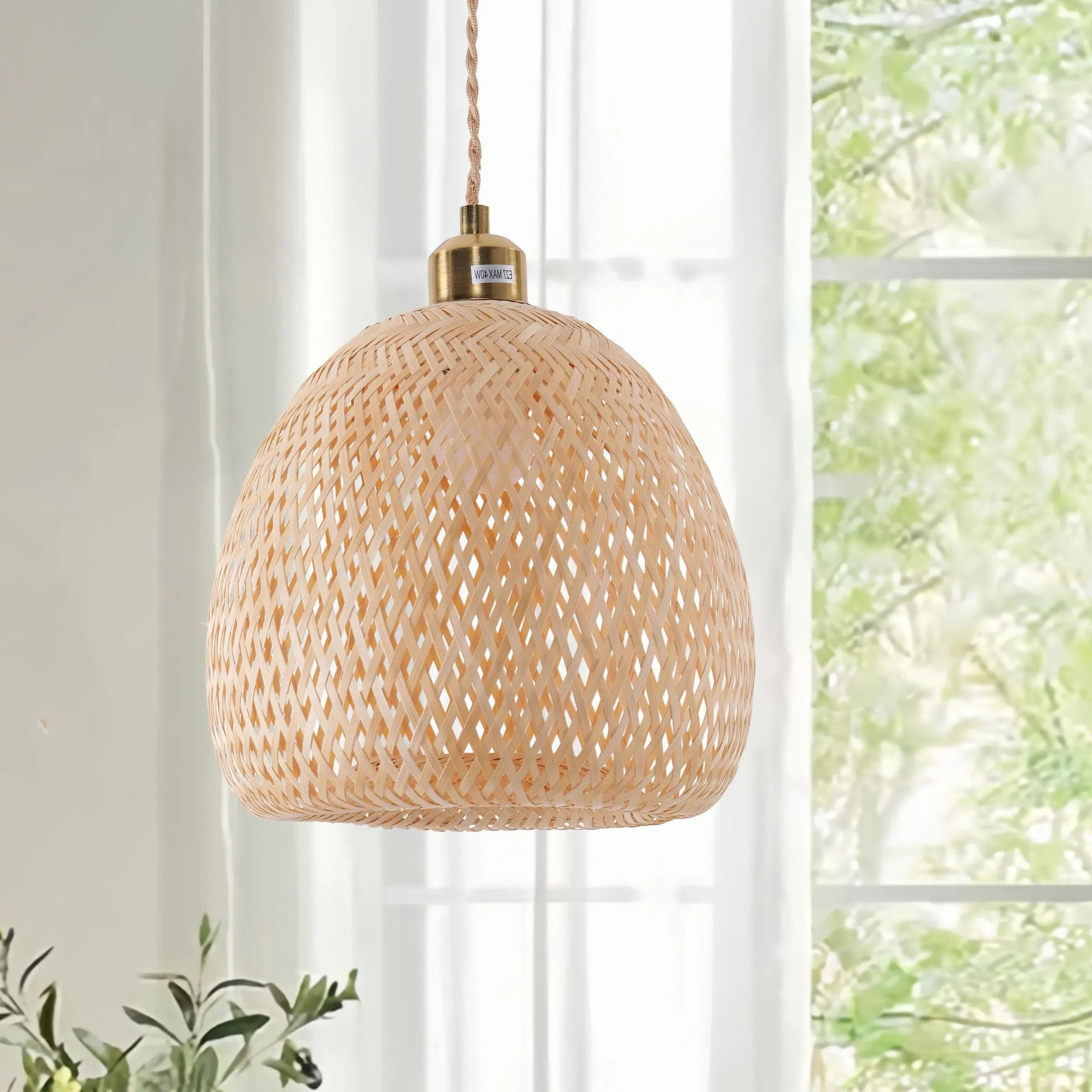 Handwoven Pendant Light - Natural, Bamboo image