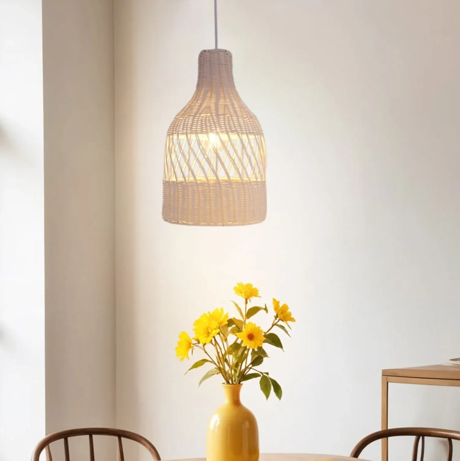 Handwoven Pendant Light - White, Rattan image