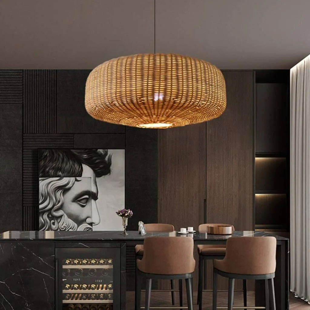 Handwoven Rattan Hanging Pendant Light - Natural product