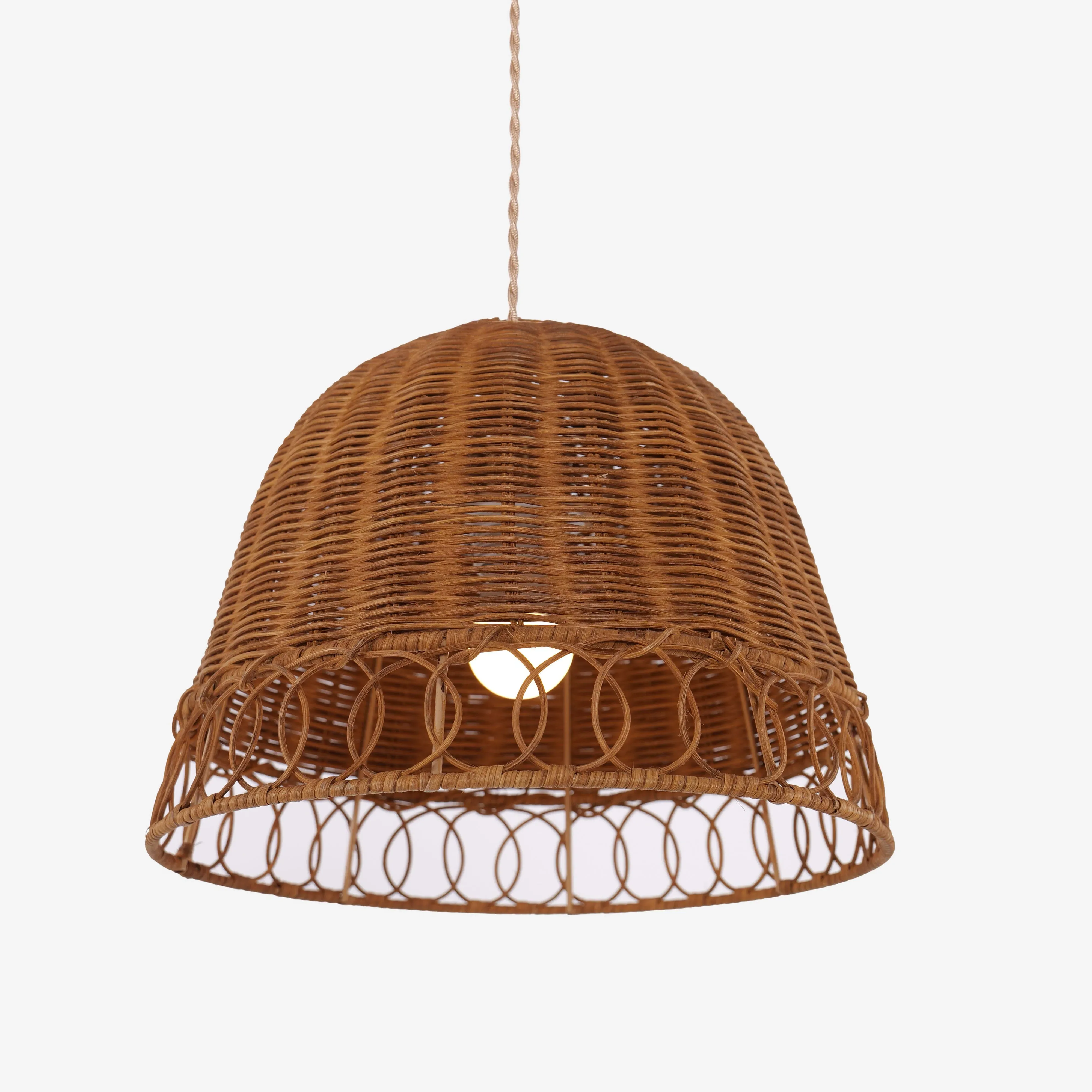 Handwoven Rattan Pendant Light - Brown image
