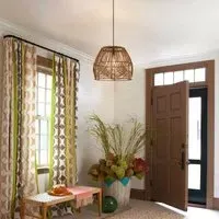 Handwoven Rattan Pendant Light - Brown