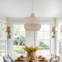 Handwoven Rattan Pendant Light - Natural, White alternate view