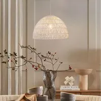 Handwoven Rope Ceiling Pendant Light - White