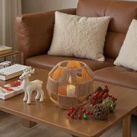 Handwoven Spherical Table Lamp - Natural, Jute