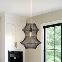 Hourglass Pendant Light - Black, Iron