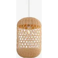 Japanese Capsule-Shaped Rattan Pendant Light - Natural