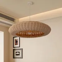 Japanese Shell-Inspired Rattan Pendant Light - Natural