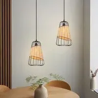 Lantern-Inspired Rattan Pendant Light - Natural