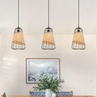 Lantern-Inspired Rattan Pendant Light - Natural