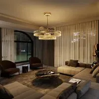 LED Ceiling Fan Light with Retractable Blades - Gold