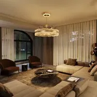 LED Ceiling Fan Light with Retractable Blades - Gold