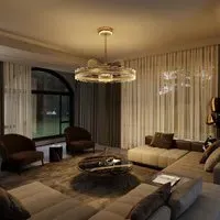 LED Ceiling Fan Light with Retractable Blades - Gold