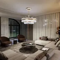 LED Ceiling Fan Light with Retractable Blades - Gold