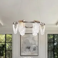 LED Pendant Ceiling Light with Cascading Gold Acrylic Curves