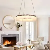 LED Pendant Light with Onyx Glass Shade - Bronze Gold