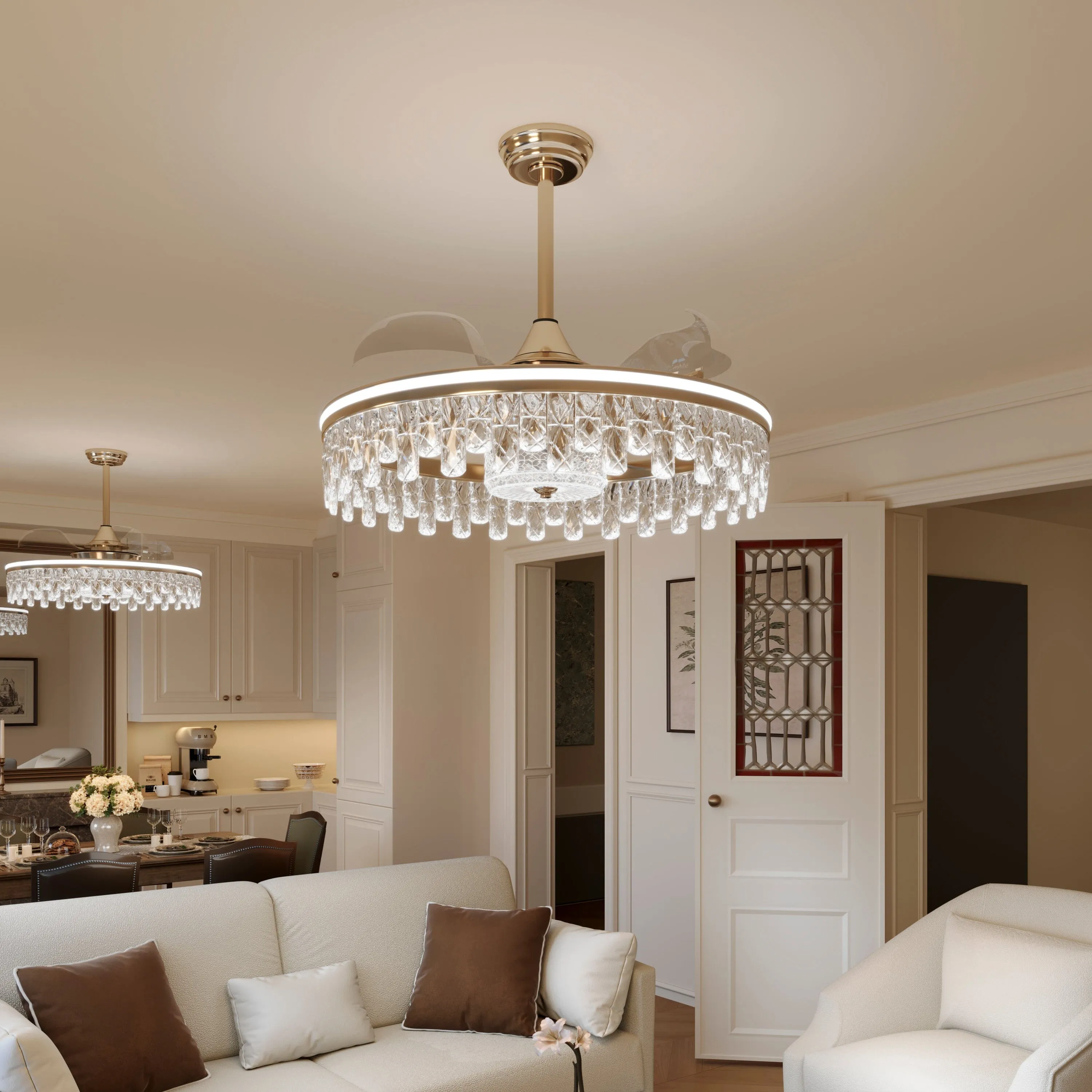 Lightsin 60cm Ceiling Fan with Light - Gold, Crystal product