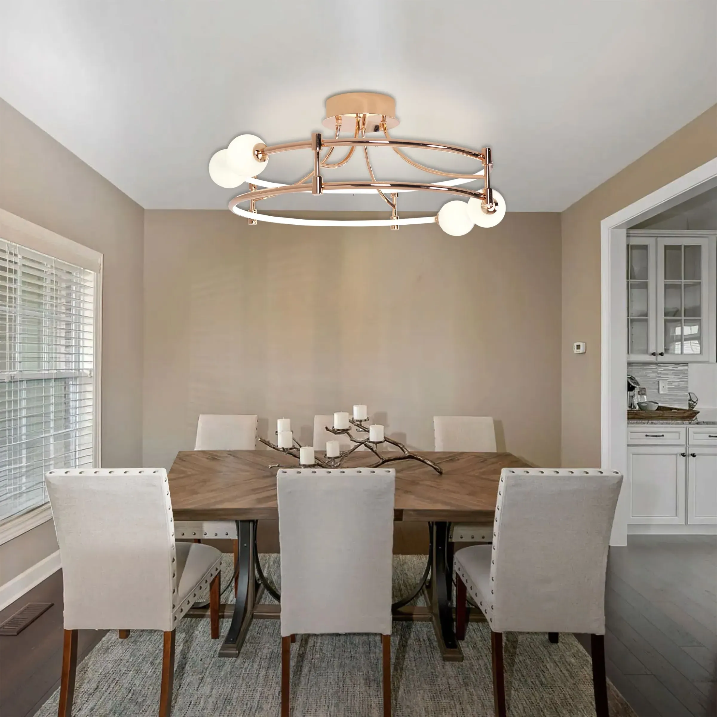 Lightsin Round LED Ceiling Light with Glass Globes - Gold image