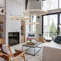 Lightsin Triple-Ring Pendant Chandelier - Gold, Crystal