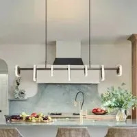 Linear LED Pendant Light with Acrylic Shades - Gold