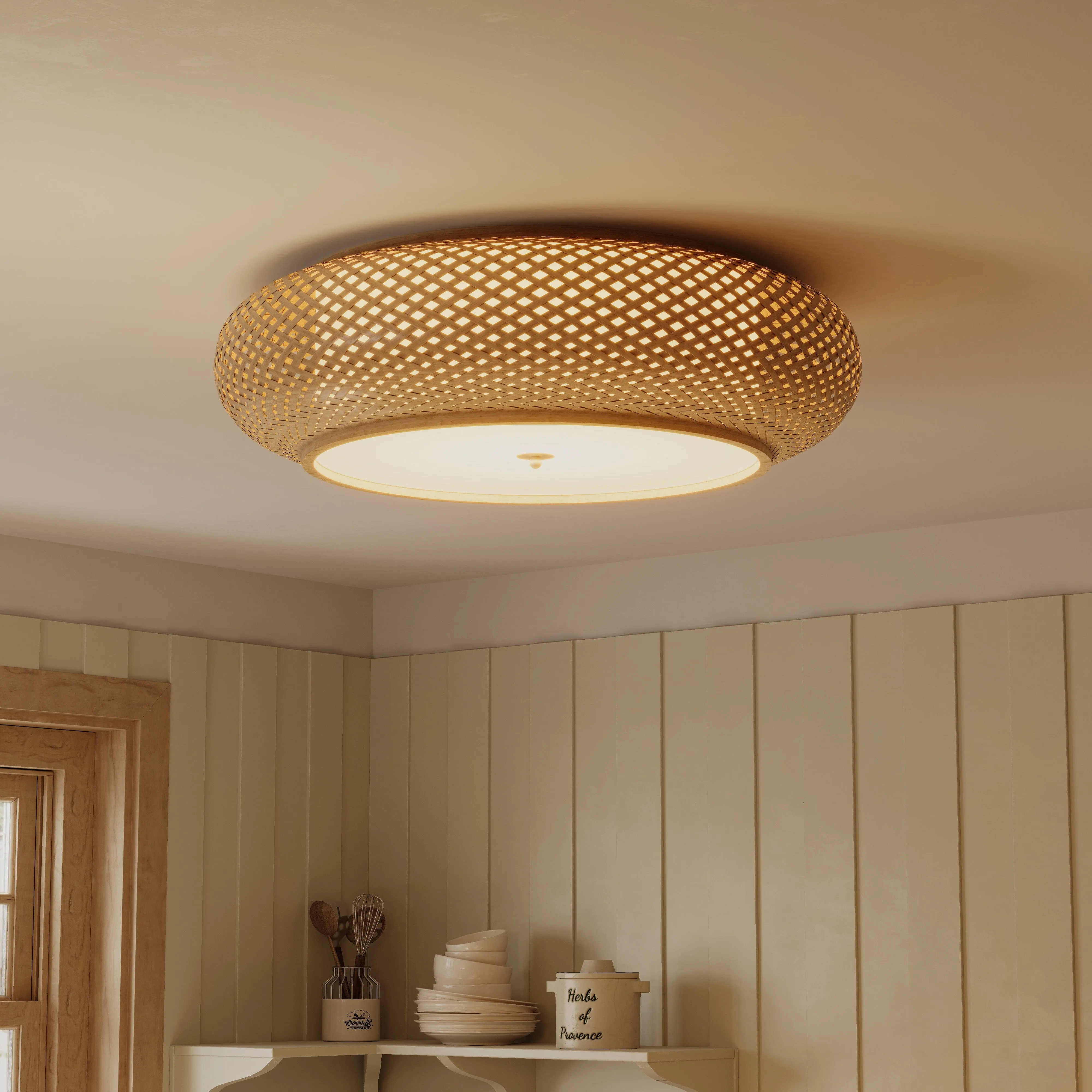 Lutta Handwoven Ceiling Light - Natural, Bamboo image